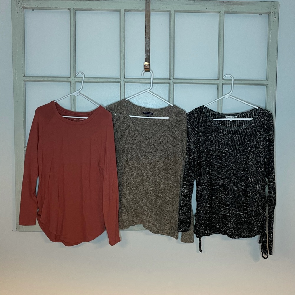 Lot of 3 American Eagle sweaters.